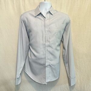 A-138 Men’s Jonathan Martin Gray‎ & White Stripe Long Sleeve Dress Shirt Size 15